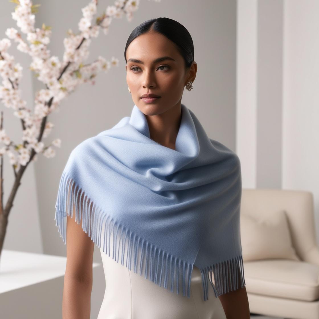 Camelia Cashmere Shawl Lichtblauw