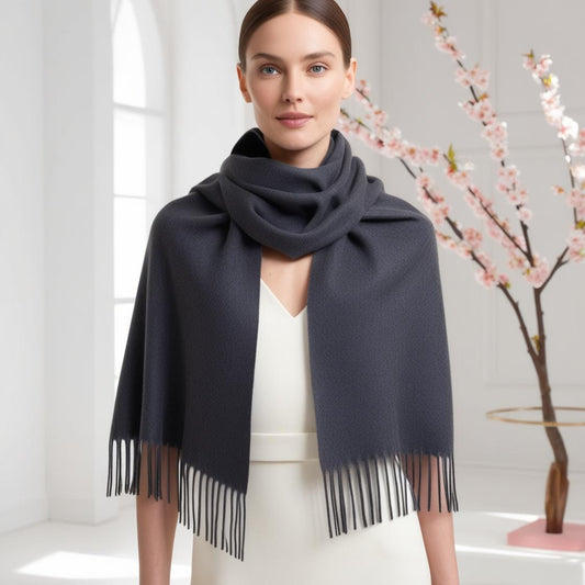 Camelia Cashmere Shawl Donkergrijs