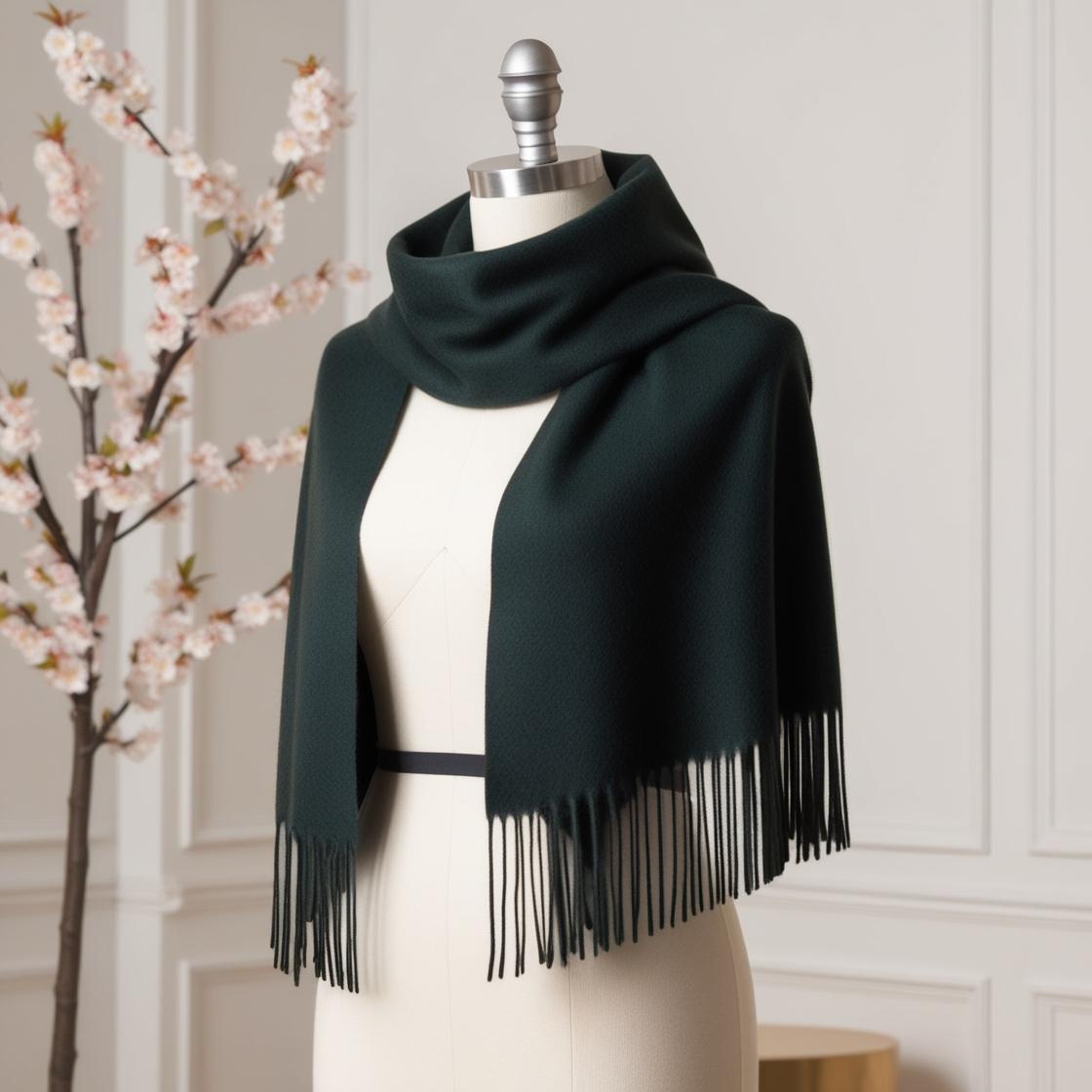Camelia Cashmere Shawl Donkergroen