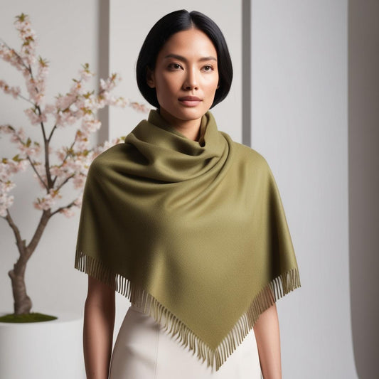 Camelia Cashmere Shawl Olijfgroen