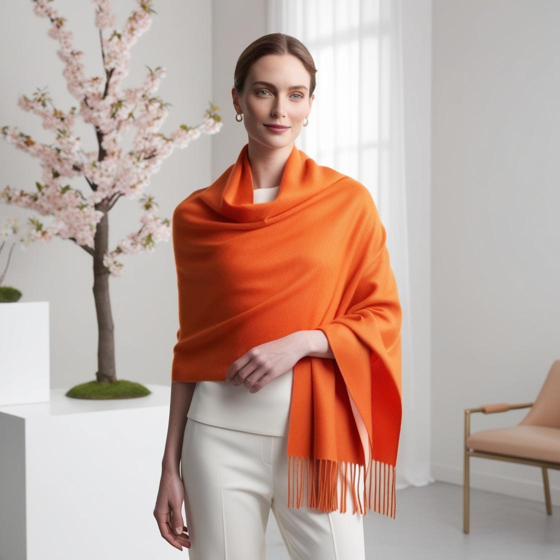 Camelia Cashmere Shawl Oranje