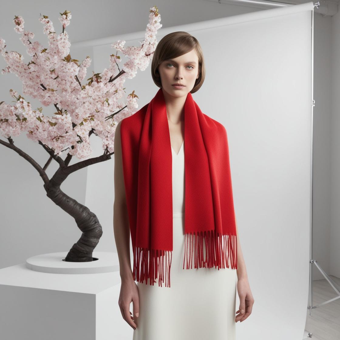 Camelia Cashmere Shawl Rood
