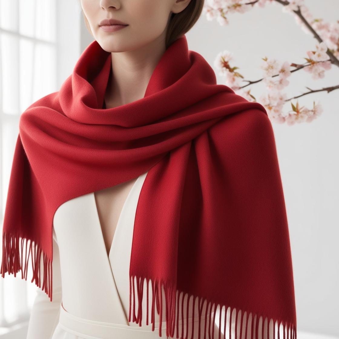 Camelia Cashmere Shawl Rood