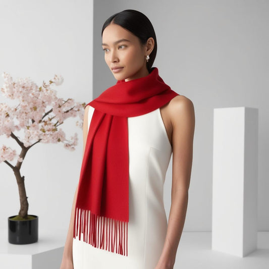Camelia Cashmere Shawl Rood