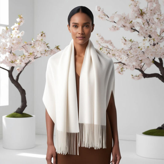 Camelia Cashmere Shawl Wit