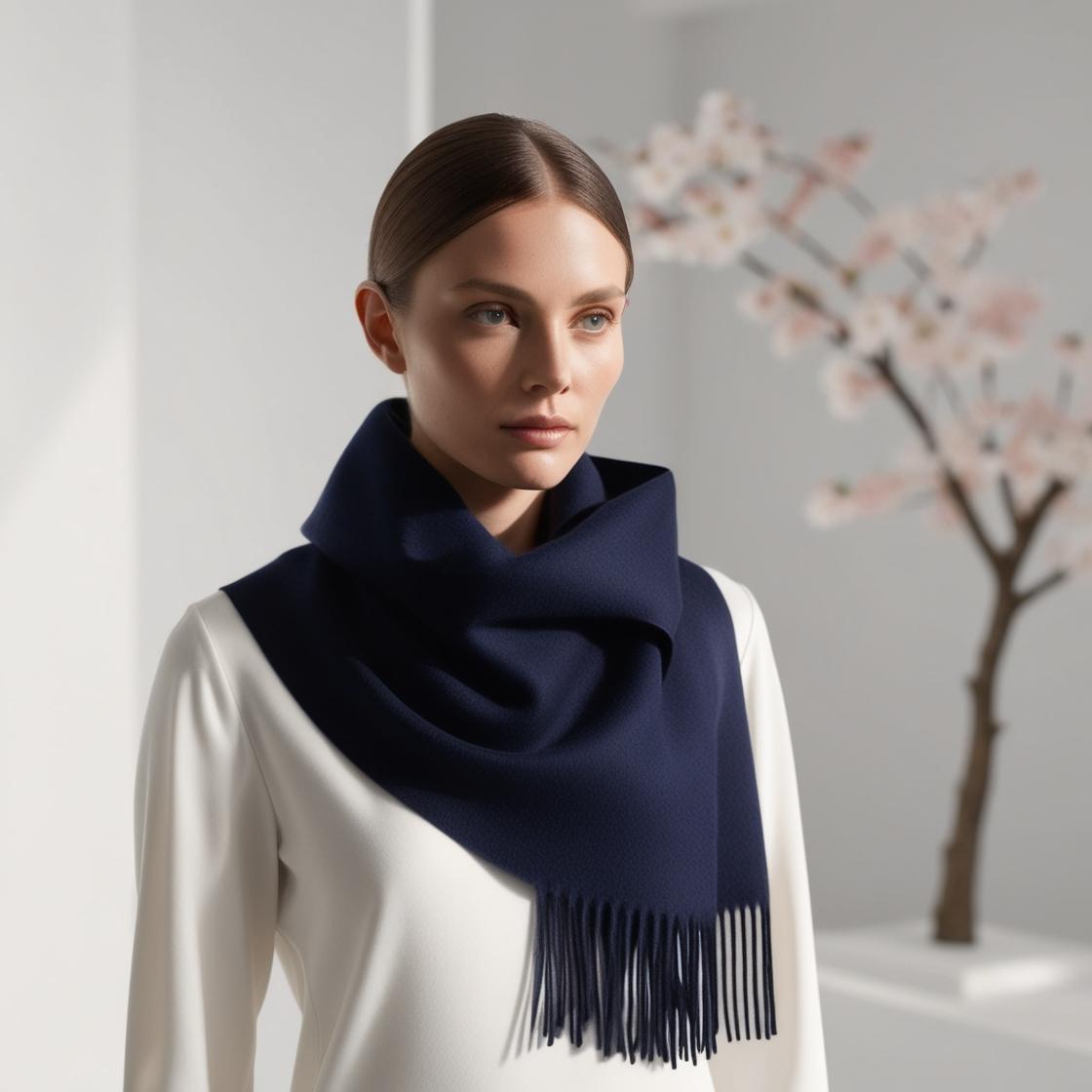 Camelia Cashmere Shawl Donkerblauw