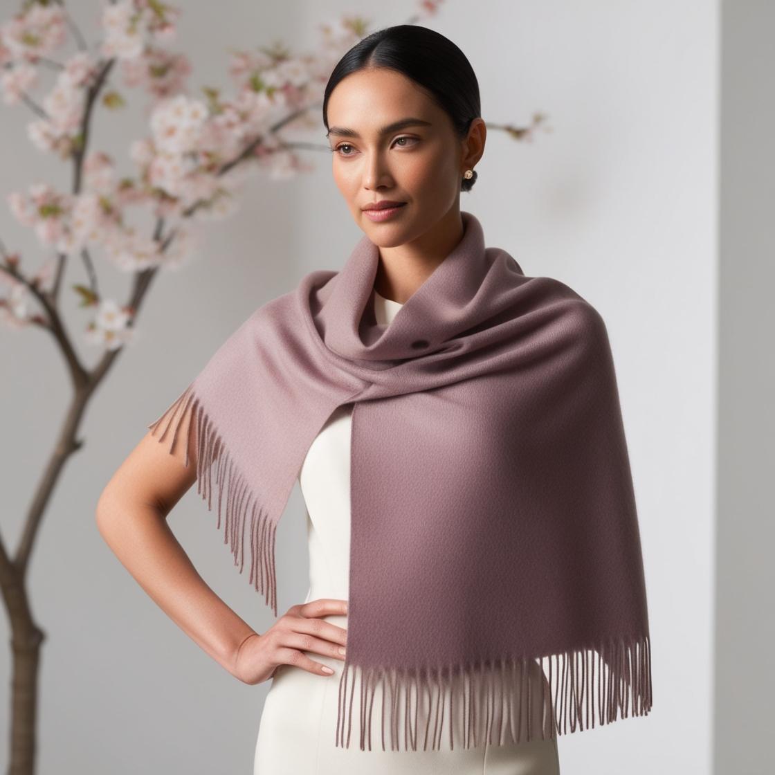 Camelia Cashmere Shawl Aubergine