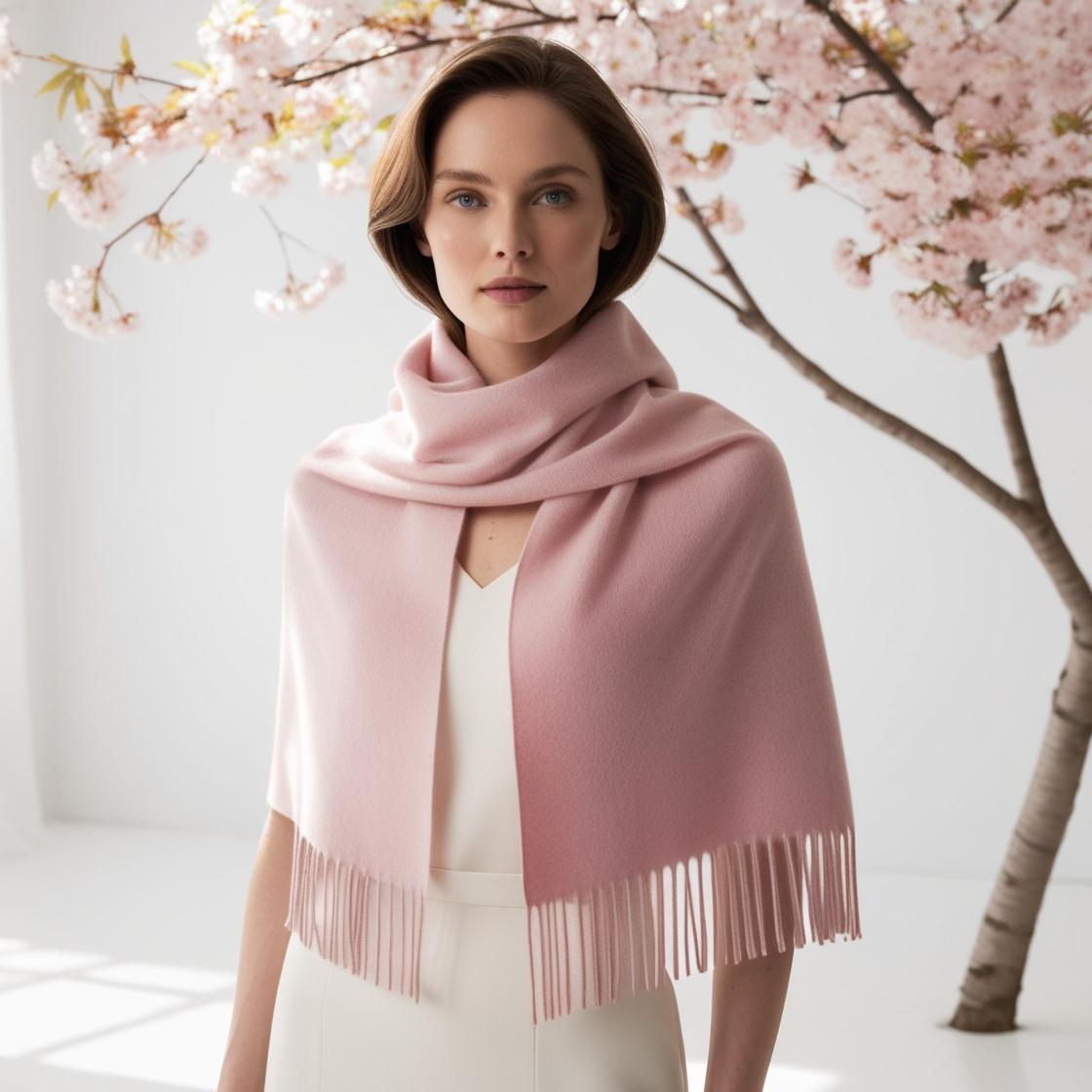 Camelia Cashmere Shawl Lichtroze
