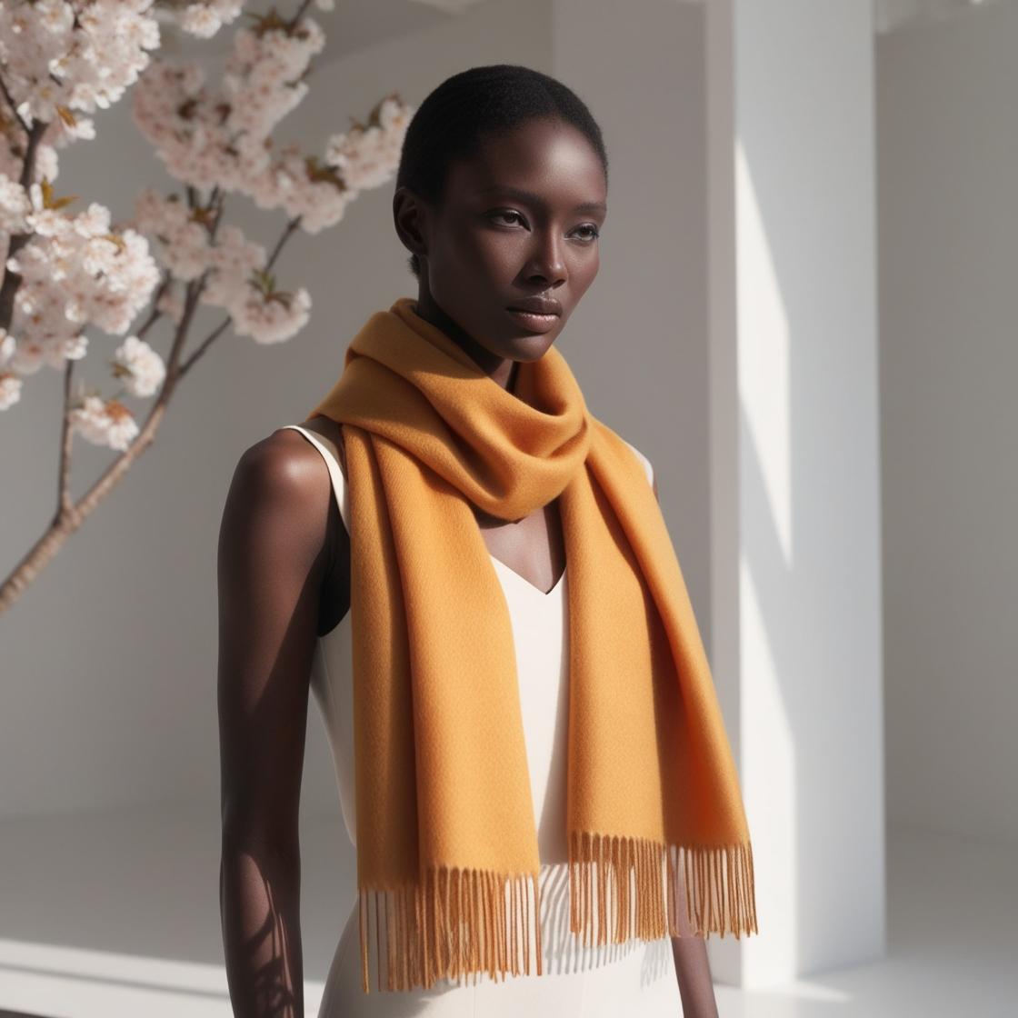 Camelia Cashmere Shawl Okergeel