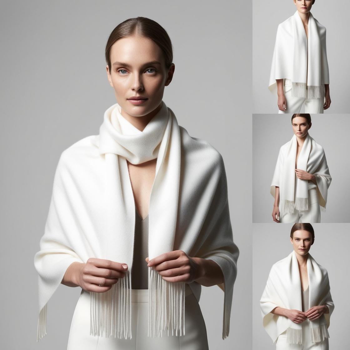 Camelia Cashmere Shawl Wit