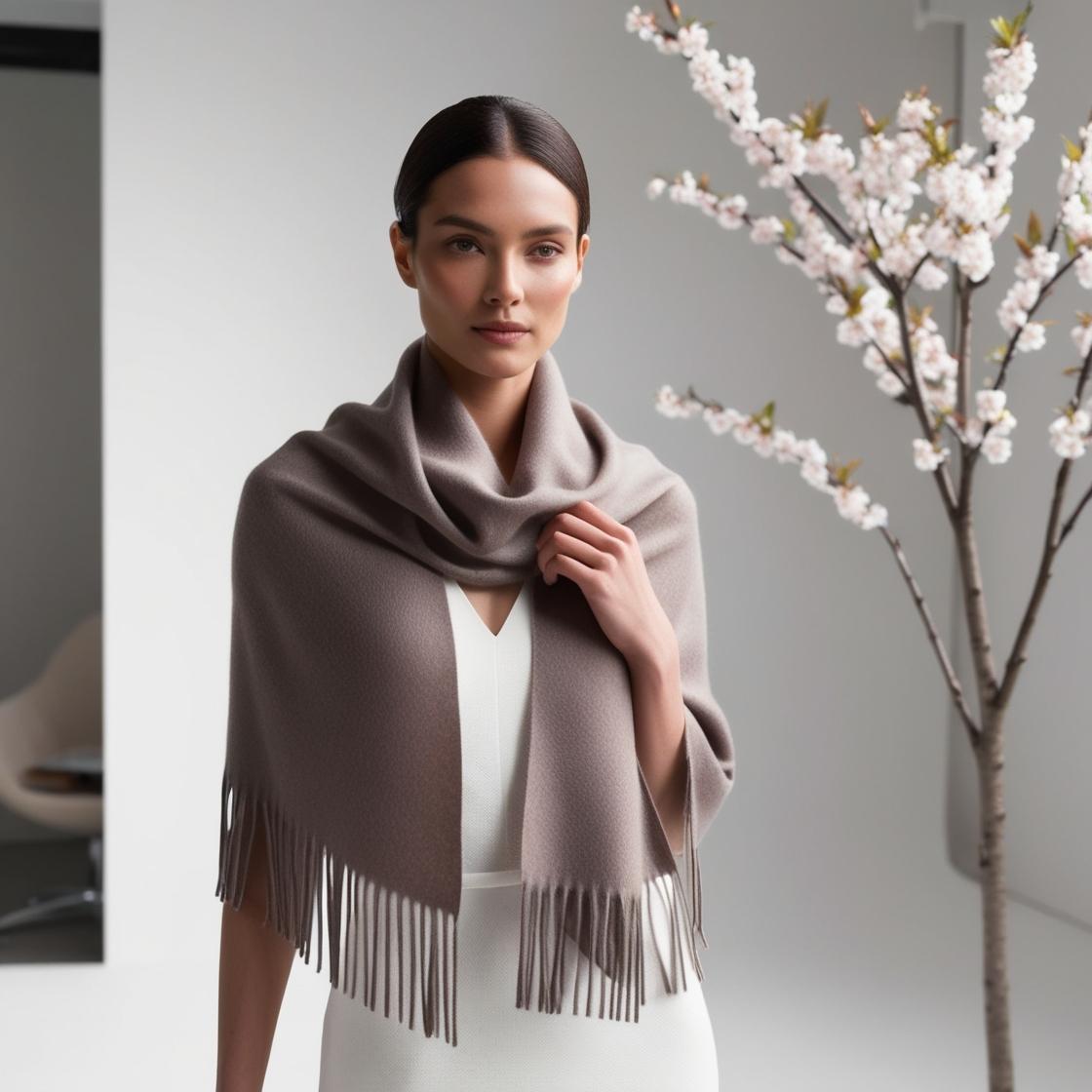 Camelia Cashmere Shawl Taupe